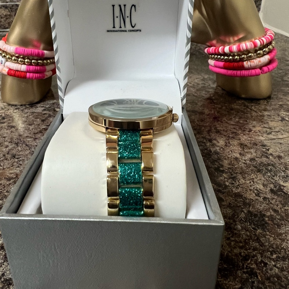INC Blue Glitter and Brown Watch (Unisex) - Picture 6 of 10